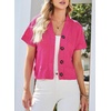 Dokotoo Womens Summer Tops 2026 Waffle Knit Button Down Shirts(Red)