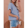 Dokotoo Womens Summer Tops 2026 Waffle Knit Button Down Shirts(Sky Blue)