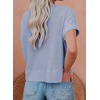 Dokotoo Womens Summer Tops 2026 Waffle Knit Button Down Shirts(Sky Blue)