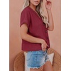 Dokotoo Womens Summer Tops 2026 Waffle Knit Button Down Shirts(Vine Red)