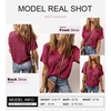 Dokotoo Womens Summer Tops 2026 Waffle Knit Button Down Shirts(Vine Red)