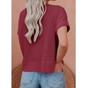 Dokotoo Womens Summer Tops 2026 Waffle Knit Button Down Shirts(Vine Red)