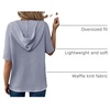 Dokotoo Womens Summer Tops Waffle Knit Short Sleeve Lightweight Drawstring Hoodies Button V Neck Casual Blouses Shirts(Beau Blue)