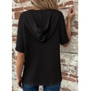 Dokotoo Womens Summer Tops Waffle Knit Short Sleeve Lightweight Drawstring Hoodies Button V Neck Casual Blouses Shirts(Black)