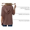 Dokotoo Womens Summer Tops Waffle Knit Short Sleeve Lightweight Drawstring Hoodies Button V Neck Casual Blouses Shirts(Coffee)