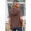 Dokotoo Womens Summer Tops Waffle Knit Short Sleeve Lightweight Drawstring Hoodies Button V Neck Casual Blouses Shirts(Coffee)