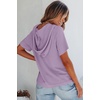 Dokotoo Womens Summer Tops Waffle Knit Short Sleeve Lightweight Drawstring Hoodies Button V Neck Casual Blouses Shirts(Light Purple)