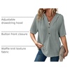 Dokotoo Womens Summer Tops Waffle Knit Short Sleeve Lightweight Drawstring Hoodies Button V Neck Casual Blouses Shirts(Mist Green)
