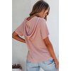 Dokotoo Womens Summer Tops Waffle Knit Short Sleeve Lightweight Drawstring Hoodies Button V Neck Casual Blouses Shirts(Pink)