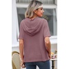Dokotoo Womens Summer Tops Waffle Knit Short Sleeve Lightweight Drawstring Hoodies Button V Neck Casual Blouses Shirts(Purple)