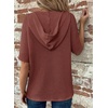 Dokotoo Womens Summer Tops Waffle Knit Short Sleeve Lightweight Drawstring Hoodies Button V Neck Casual Blouses Shirts(Red)