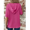 Dokotoo Womens Summer Tops Waffle Knit Short Sleeve Lightweight Drawstring Hoodies Button V Neck Casual Blouses Shirts(Rosy)