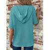 Dokotoo Womens Summer Tops Waffle Knit Short Sleeve Lightweight Drawstring Hoodies Button V Neck Casual Blouses Shirts(Sky Blue)