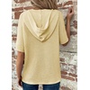Dokotoo Womens Summer Tops Waffle Knit Short Sleeve Lightweight Drawstring Hoodies Button V Neck Casual Blouses Shirts(Yellow)