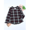 Dokotoo Womens Tops Plaid Cotton Cuffed 3/4 Sleeve Shirts Blouses(Black)