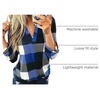 Dokotoo Womens Tops Plaid Cotton Cuffed 3/4 Sleeve Shirts Blouses(Blue)