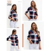 Dokotoo Womens Tops Plaid Cotton Cuffed 3/4 Sleeve Shirts Blouses(Brown 2)