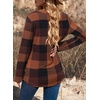 Dokotoo Womens Tops Plaid Cotton Cuffed 3/4 Sleeve Shirts Blouses(Brown)