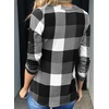 Dokotoo Womens Tops Plaid Cotton Cuffed 3/4 Sleeve Shirts Blouses(Gray)