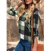 Dokotoo Womens Tops Plaid Cotton Cuffed 3/4 Sleeve Shirts Blouses(Green 2)