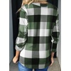 Dokotoo Womens Tops Plaid Cotton Cuffed 3/4 Sleeve Shirts Blouses(Green 2)