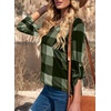 Dokotoo Womens Tops Plaid Cotton Cuffed 3/4 Sleeve Shirts Blouses(Green 3)