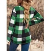 Dokotoo Womens Tops Plaid Cotton Cuffed 3/4 Sleeve Shirts Blouses(Green)