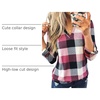 Dokotoo Womens Tops Plaid Cotton Cuffed 3/4 Sleeve Shirts Blouses(Pink)