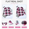 Dokotoo Womens Tops Plaid Cotton Cuffed 3/4 Sleeve Shirts Blouses(Pink)