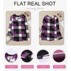 Dokotoo Womens Tops Plaid Cotton Cuffed 3/4 Sleeve Shirts Blouses(Purple)
