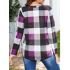 Dokotoo Womens Tops Plaid Cotton Cuffed 3/4 Sleeve Shirts Blouses(Purple)