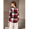 Dokotoo Womens Tops Plaid Cotton Cuffed 3/4 Sleeve Shirts Blouses(Red)