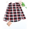 Dokotoo Womens Tops Plaid Cotton Cuffed 3/4 Sleeve Shirts Blouses(Red 3)