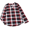 Dokotoo Womens Tops Plaid Cotton Cuffed 3/4 Sleeve Shirts Blouses(Red 3)