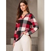 Dokotoo Womens Tops Plaid Cotton Cuffed 3/4 Sleeve Shirts Blouses(Red)