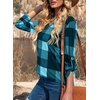 Dokotoo Womens Tops Plaid Cotton Cuffed 3/4 Sleeve Shirts Blouses(Sky Blue 2)