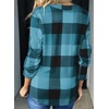 Dokotoo Womens Tops Plaid Cotton Cuffed 3/4 Sleeve Shirts Blouses(Sky Blue 2)