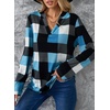 Dokotoo Womens Tops Plaid Cotton Cuffed 3/4 Sleeve Shirts Blouses(Sky Blue)