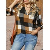 Dokotoo Womens Tops Plaid Cotton Cuffed 3/4 Sleeve Shirts Blouses(Yellow)