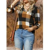 Dokotoo Womens Tops Plaid Cotton Cuffed 3/4 Sleeve Shirts Blouses(Yellow)