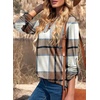 Dokotoo Womens Tops Plaid Cotton Cuffed 3/4 Sleeve Shirts Blouses(Z Brown)