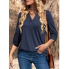Dokotoo Womens Tops Plaid Cotton Cuffed 3/4 Sleeve Shirts Blouses(Zz Blue)