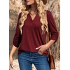 Dokotoo Womens Tops Plaid Cotton Cuffed 3/4 Sleeve Shirts Blouses(Zz Red)