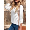 Dokotoo Womens Tops Plaid Cotton Cuffed 3/4 Sleeve Shirts Blouses(Zz White)