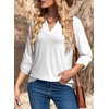 Dokotoo Womens Tops Plaid Cotton Cuffed 3/4 Sleeve Shirts Blouses(Zz White)