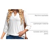 Dokotoo Womens Tops Plaid Cotton Cuffed 3/4 Sleeve Shirts Blouses(Zz White)