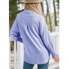 Dokotoo Womens V Neck Striped Button Down Shirts Long Sleeve Tunic Tops(Blue)