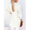 Dokotoo Womens V Neck Striped Button Down Shirts Long Sleeve Tunic Tops(Khaki)