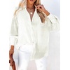 Dokotoo Womens V Neck Striped Button Down Shirts Long Sleeve Tunic Tops(Khaki)