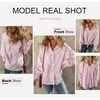 Dokotoo Womens V Neck Striped Button Down Shirts Long Sleeve Tunic Tops(Pink)